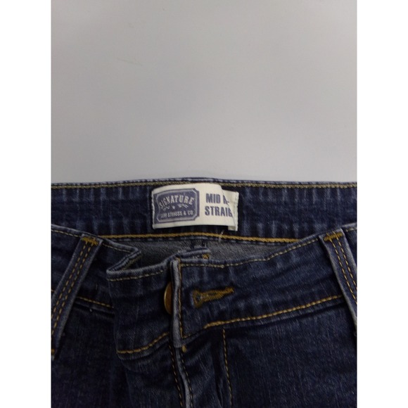 Signature Levi Strauss & Co. Mid Straight Jeans Dark Wash Denim Misses 16 Short - Picture 1 of 5